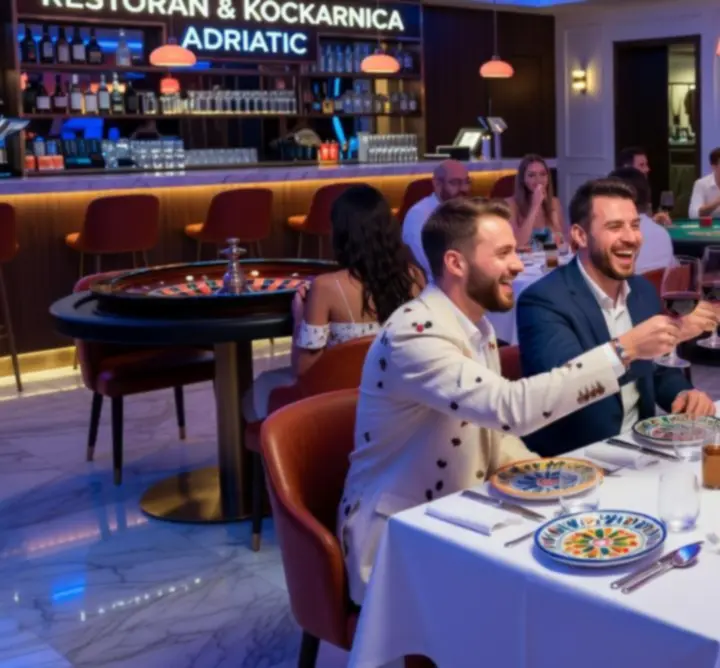 Mladi gosti uživaju u vibrantnoj Lucky Playa atmosferi tijekom večernjeg događanja.